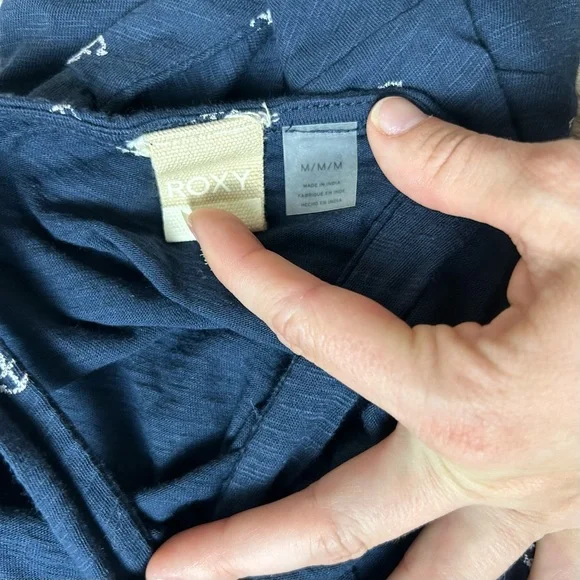 Roxy Romper Navy Blue Anchor Print Sleeveless Criss Cross Back Size Medium - Picture 7 of 13